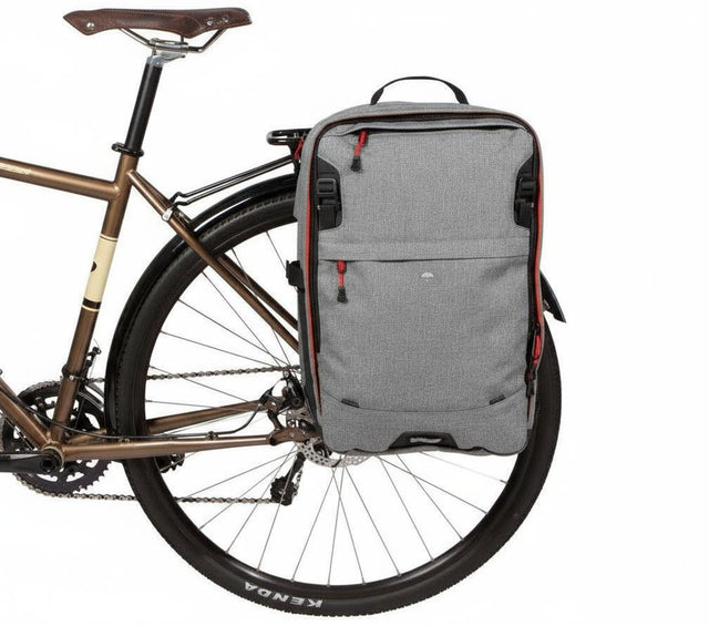 Two Wheel Gear Pannier Backpack PLUS 2.1 Grey On bicycle