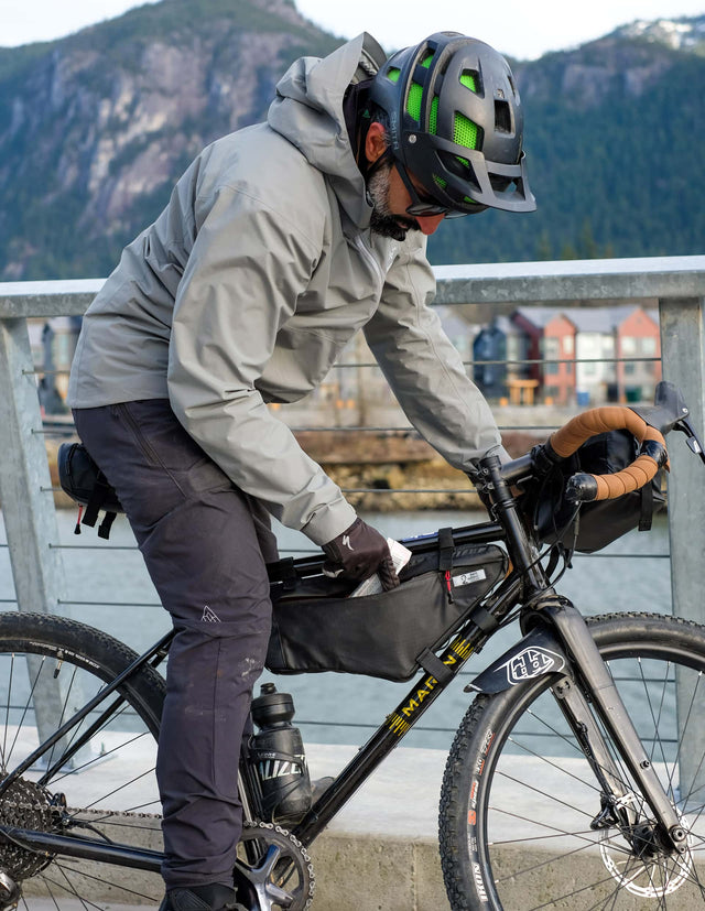 Two Wheel Gear - Man biking with Mamquam Frame Bag