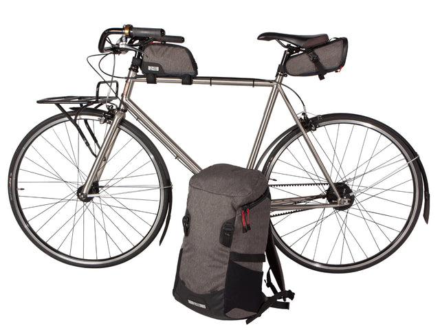 Two Wheel Gear - Commute Backpack, Seat Pack and Top Tube Bag on Bike - Graphite Grey