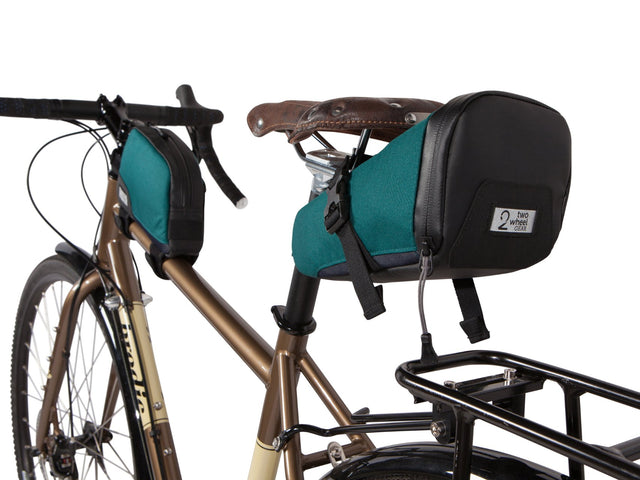 Two Wheel Gear - Top Tube Bag and Seat Pack on bike - Tofino Blue