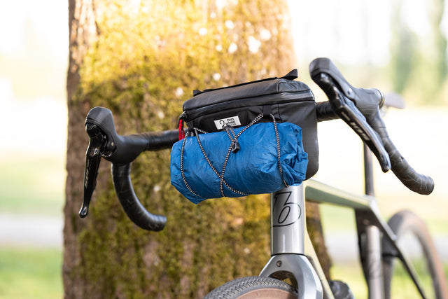 Two Wheel Gear - Handlebar Bag - Black - with rain jacket packed on front