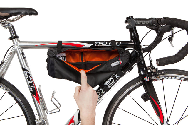 Two Wheel Gear - Bike Frame Bag - Black Recycled Fabric - Open