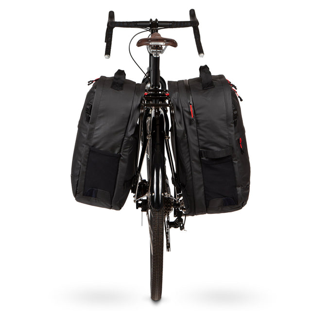 Two Wheel Gear - Pannier Backpack - LITE and PLUS - Black Ripstop - Mounted on Rear Bicycle Rack