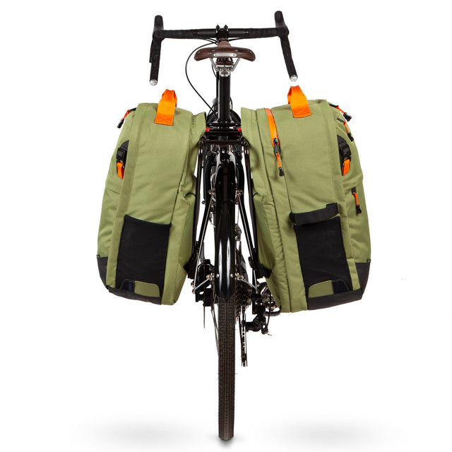 Two Wheel Gear Pannier Backpack Lite left and PLUS right - Olive
