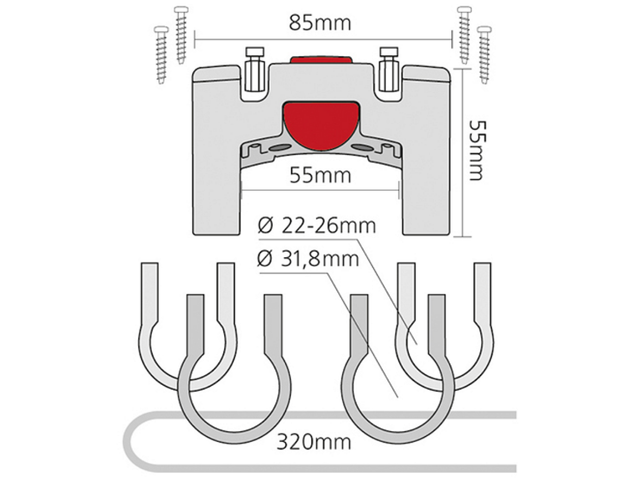 KLICKfix Handlebar Adapter Standard + Oversize - Measurements Diagram (1500465299491)