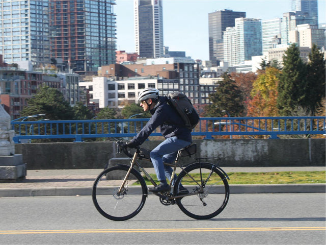 Two Wheel Gear Canada - Commute backpack, Seat Pack and Top Tube Bag on Bike Commuter