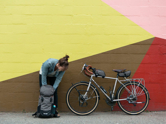 Two Wheel Gear Canada - Commute backpack with Seat Pack and Top Tube Bag on Commuter Bike